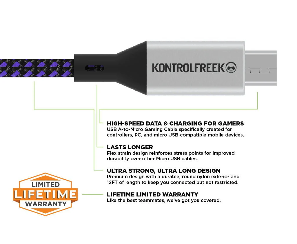 12FT USB A-to-Micro Gaming Cable - Image 6